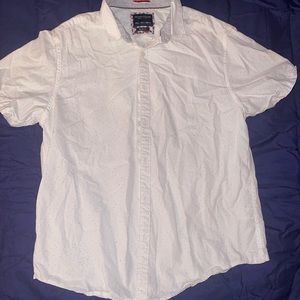 Denim and Flower White Collared Shirt Size: L